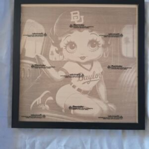 “Baylor Betty — 12x12 Laser Engraved Basswood Fan Art”