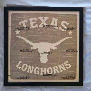 “Texas Longhorns Pride — 12X12 Laser Engraved Basswood Wall Art”